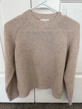 ABOUND 
Waffle-Knit Crewneck Sweater - Beige